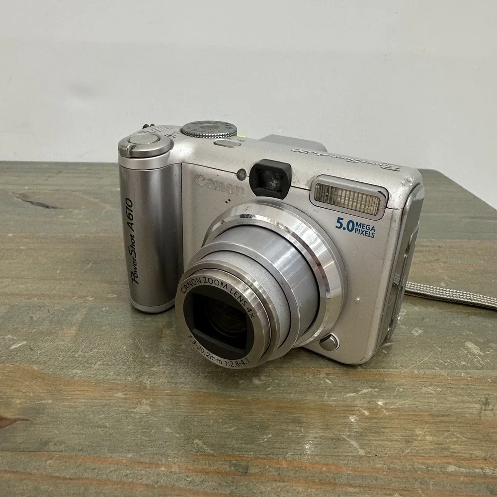 Canon PowerShot A610 Digital Camera Flip Screen 5.0MP Silver - Tested & Working!